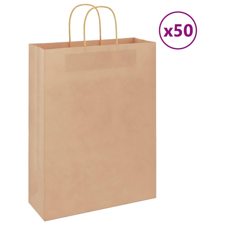 vidaXL Papieren zakken 50 st met hengsels 32x12x42 cm bruin afbeelding 1