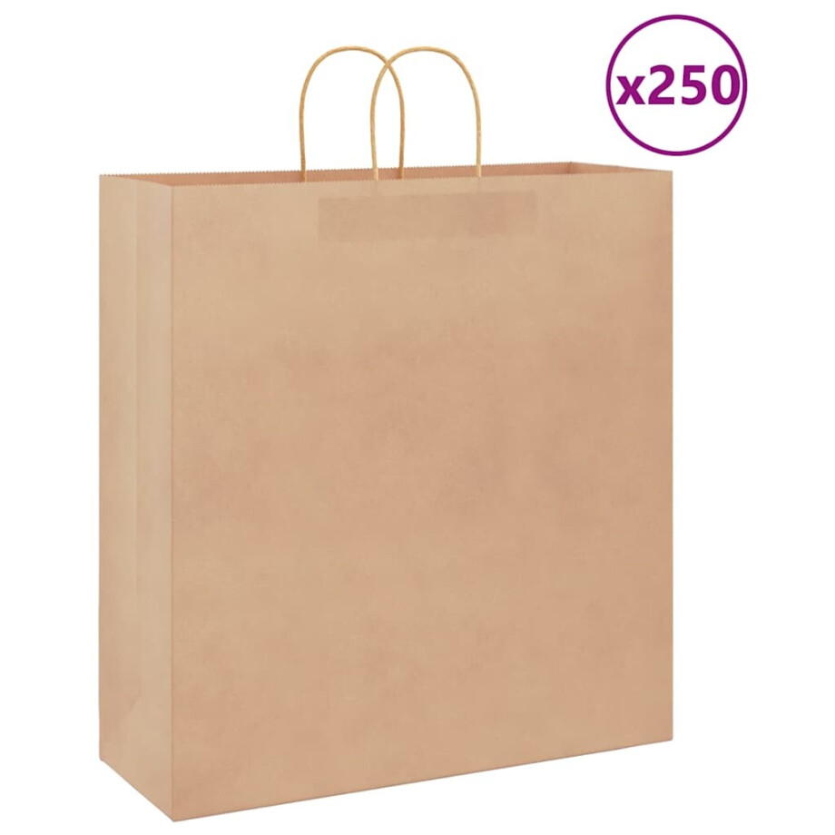 vidaXL Papieren zakken 250 st met hengsels 45x17x48 cm bruin afbeelding 1