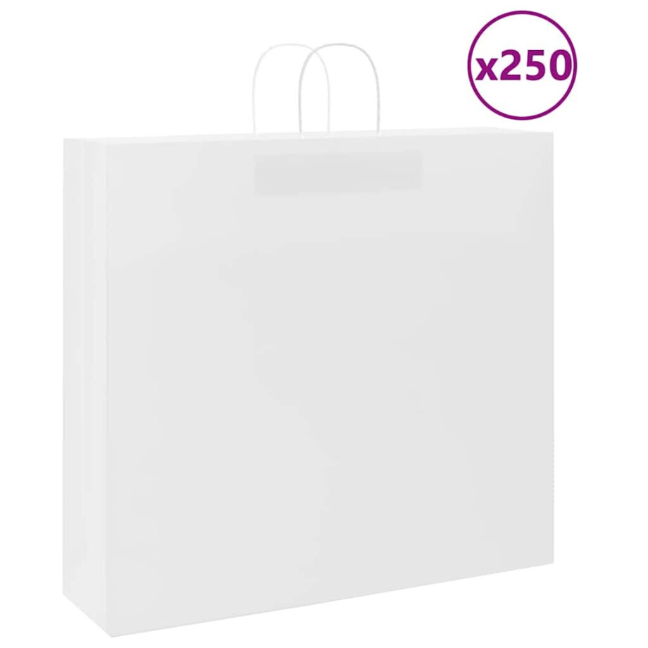 vidaXL Papieren zakken 250 st met hengsels 54x15x49 cm wit afbeelding 1