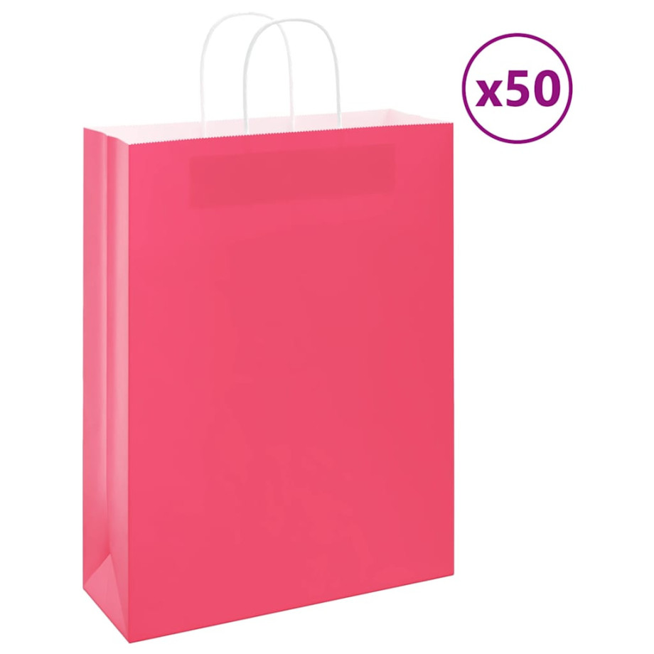 vidaXL Papieren zakken 50 st met hengsels 32x12x42 cm roze vidaXL Papieren zakken 50 st met hengsels 32x12x42 cm roze afbeelding 1
