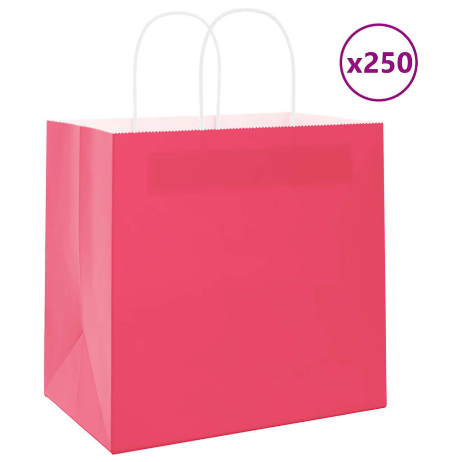 vidaXL Papieren kraftzakken 250 st met hengsels 54x15x49 cm roze afbeelding 1