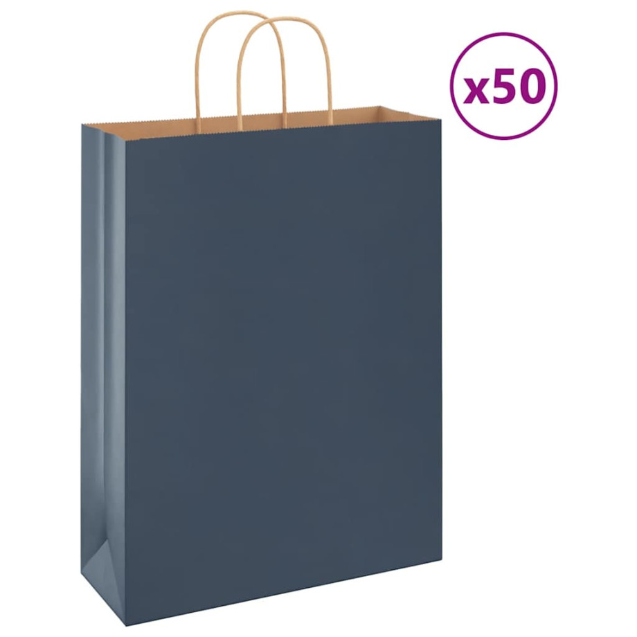 vidaXL Papieren kraftzakken 50 st met hengsels 32x12x42 cm blauw afbeelding 1