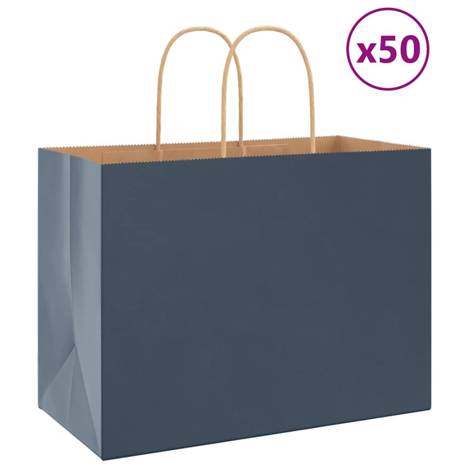 vidaXL Papieren kraftzakken 50 st met hengsels 32x17x25 cm blauw afbeelding 1