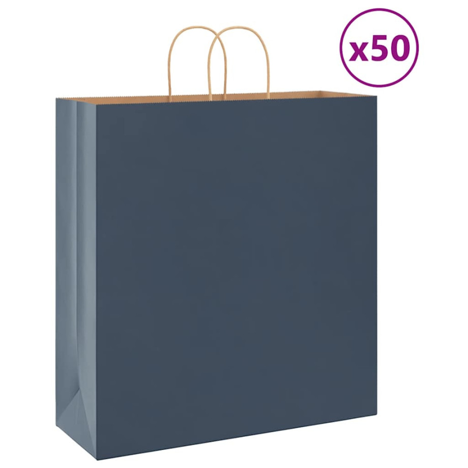 vidaXL Papieren kraftzakken 50 st met hengsels 45x17x48 cm blauw afbeelding 1