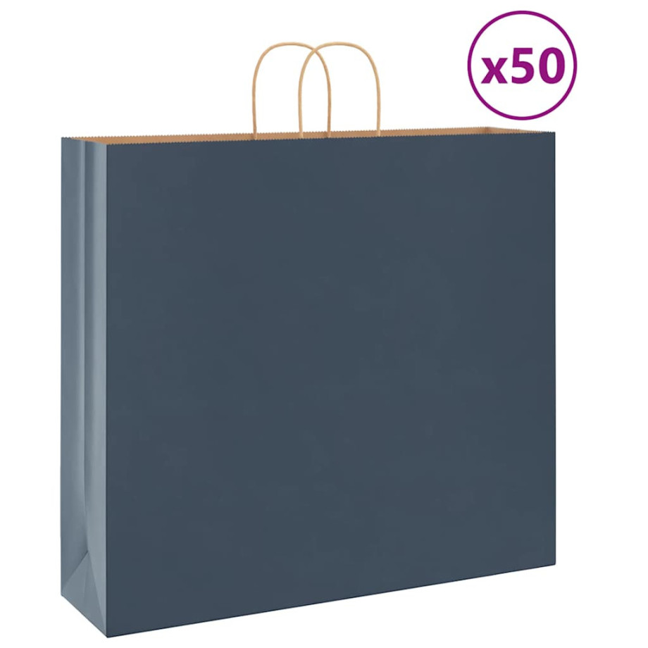 vidaXL Papieren kraftzakken 50 st met hengsels 54x15x49 cm blauw afbeelding 1