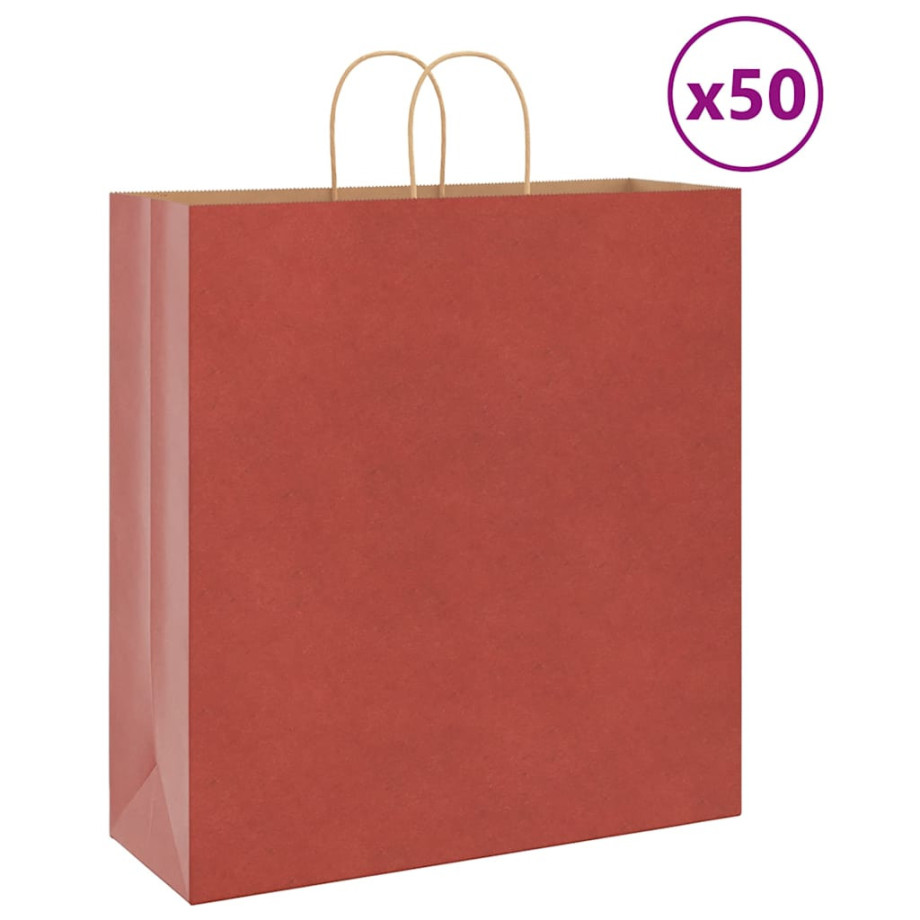 vidaXL Papieren kraftzakken 50 st met hengsels 45x17x48 cm rood afbeelding 1