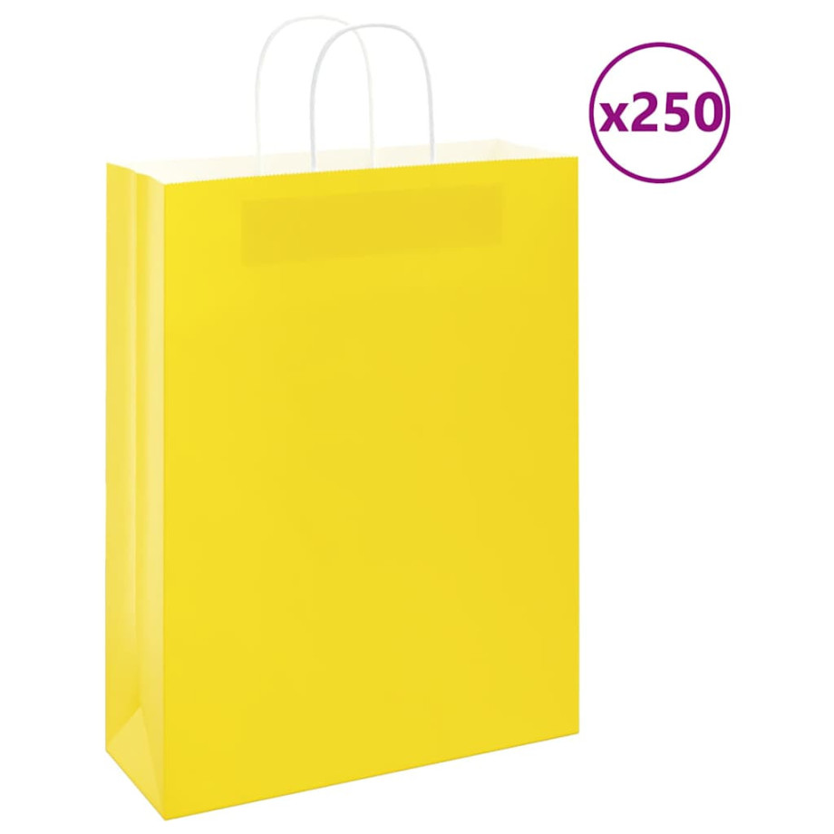 vidaXL Papieren kraftzakken 250 st met hengsels 32x12x42 cm geel afbeelding 1