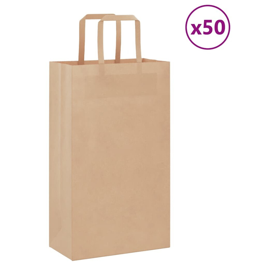 vidaXL Papieren zakken 50 st met hengsels 21x11x36 cm bruin afbeelding 1