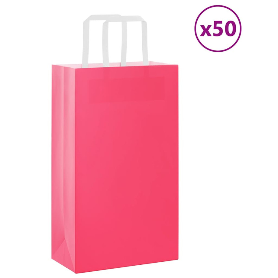 vidaXL Papieren kraftzakken 50 st met hengsels 21x11x36 cm roze afbeelding 1