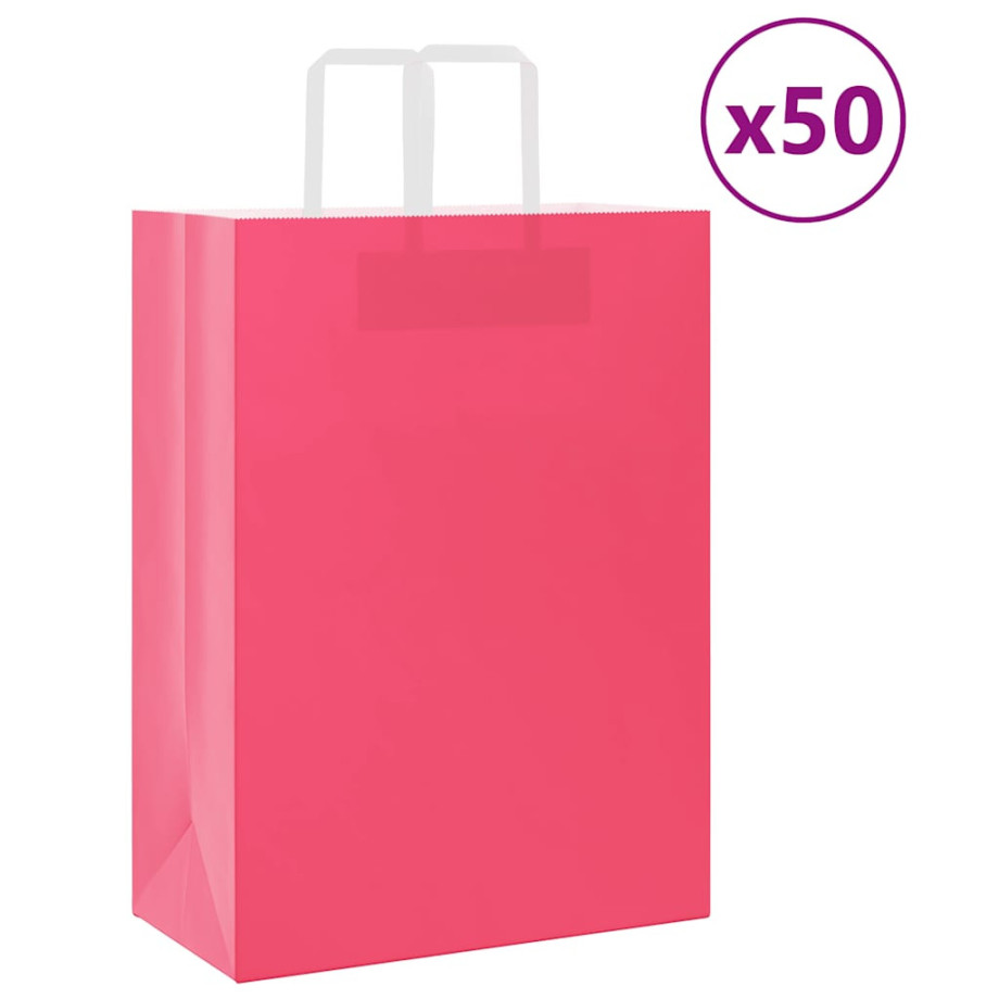 vidaXL Papieren kraftzakken 50 st met hengsels 32x17x44 cm roze afbeelding 1