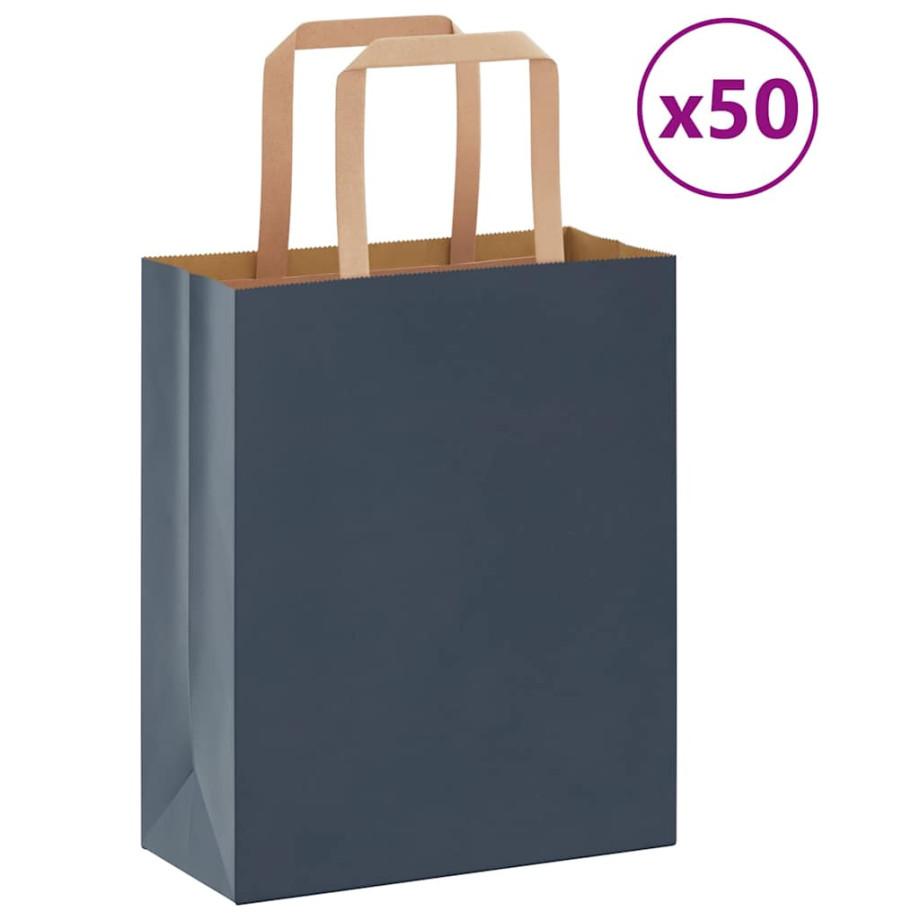 vidaXL Papieren kraftzakken 50 st met hengsels 18x8x22 cm blauw afbeelding 1