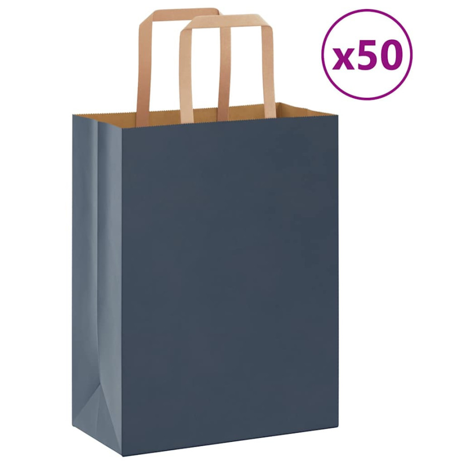 vidaXL Papieren kraftzakken 50 st met hengsels 21x11x28 cm blauw afbeelding 1