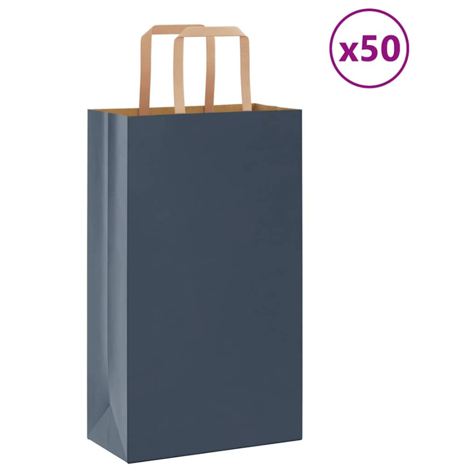 vidaXL Papieren kraftzakken 50 st met hengsels 21x11x36 cm blauw afbeelding 1