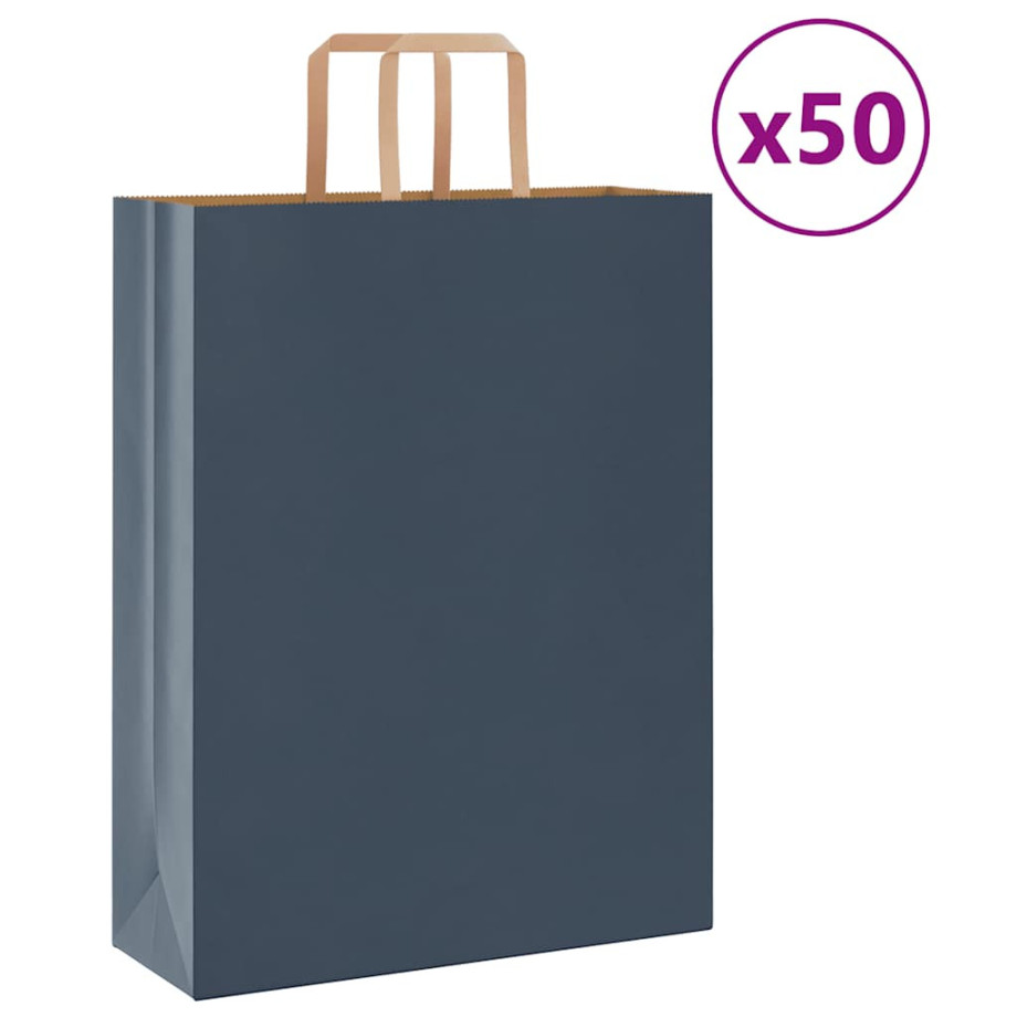 vidaXL Papieren kraftzakken 50 st met hengsels 32x12x42 cm blauw afbeelding 1