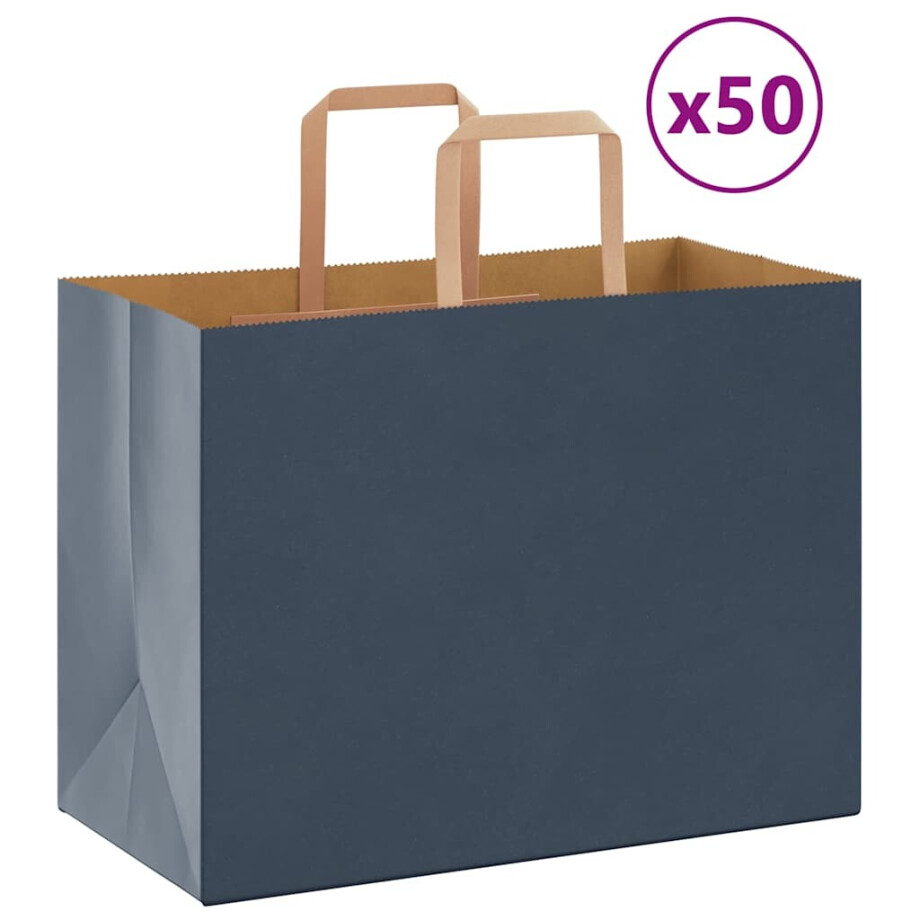 vidaXL Papieren zakken 50 st met hengsels 32x17x25 cm blauw vidaXL Papieren zakken 50 st met hengsels 32x17x25 cm blauw afbeelding 1