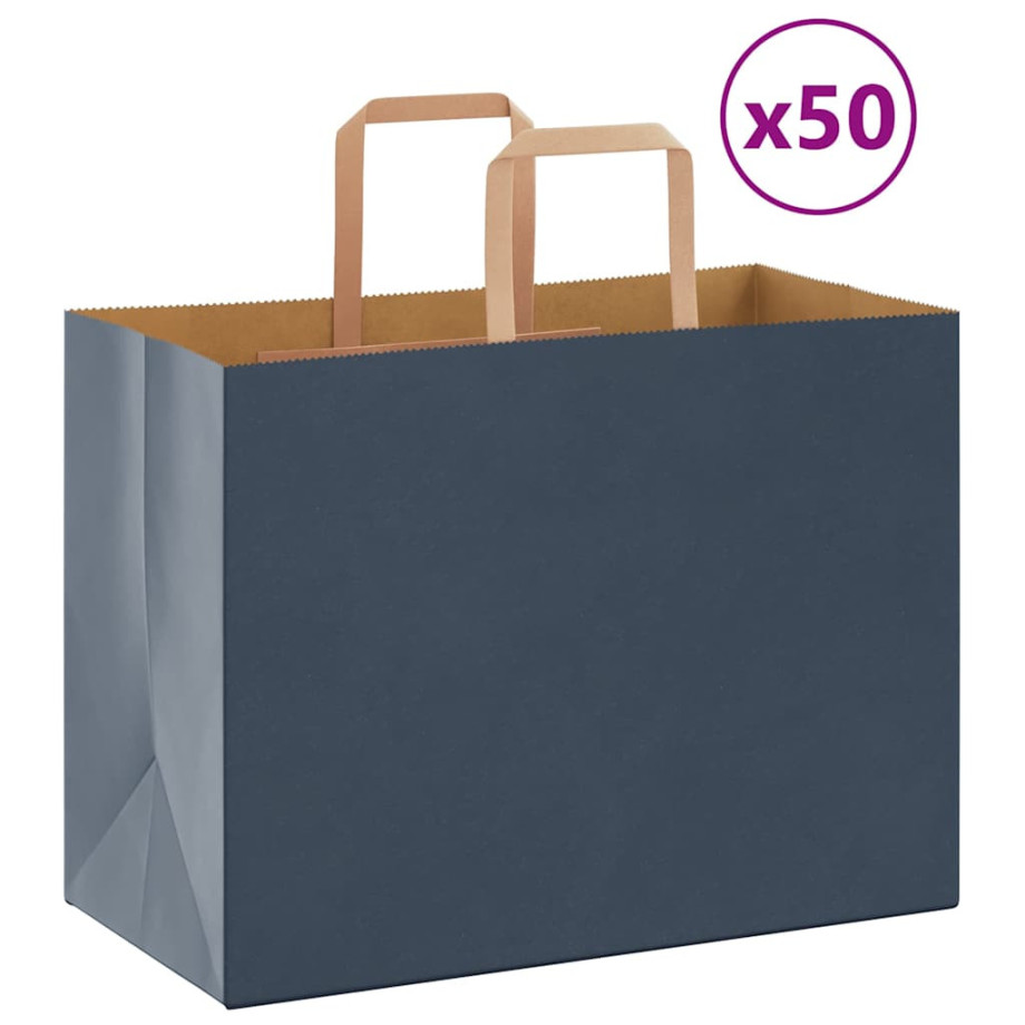 vidaXL Papieren kraftzakken 50 st met hengsels 32x17x25 cm blauw afbeelding 1