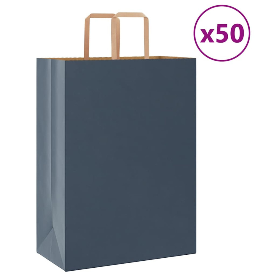 vidaXL Papieren kraftzakken 50 st met hengsels 32x17x44 cm blauw afbeelding 1