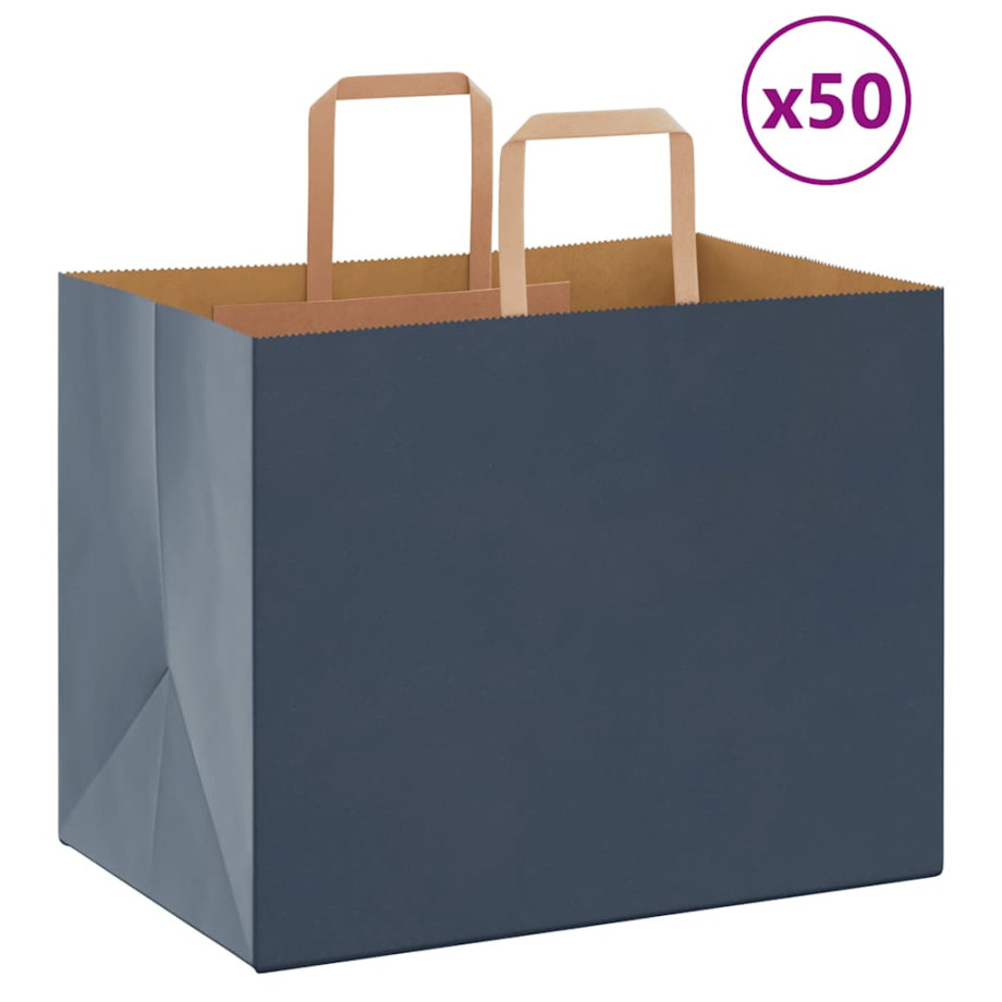 vidaXL Papieren kraftzakken 50 st met hengsels 32x22x24 cm blauw afbeelding 1