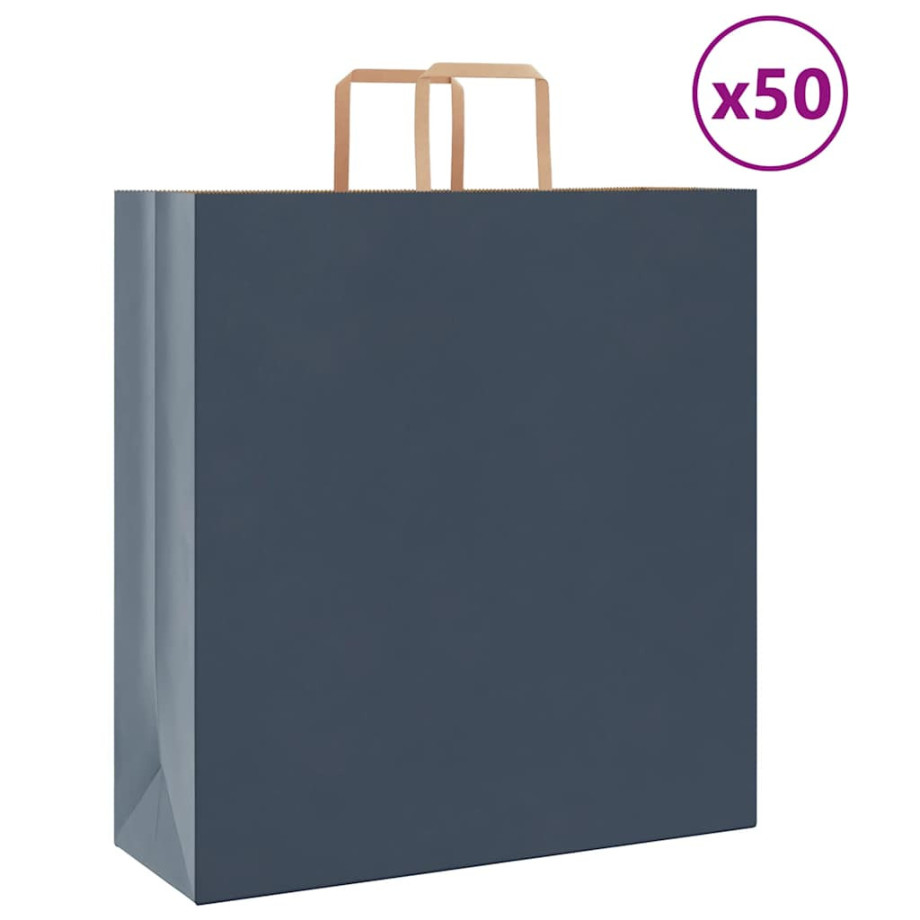 vidaXL Papieren kraftzakken 50 st met hengsels 45x17x48 cm blauw afbeelding 1