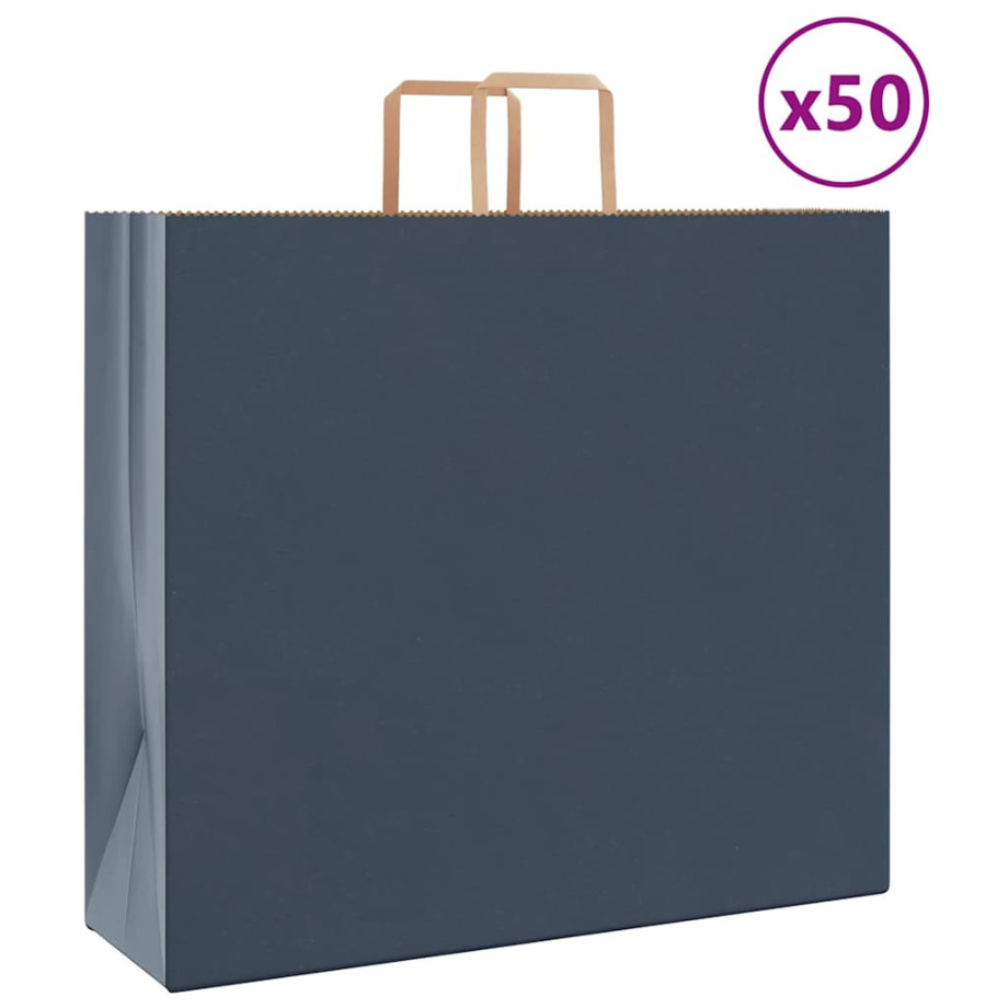 vidaXL Papieren kraftzakken 50 st met hengsels 54x15x49 cm blauw afbeelding 1