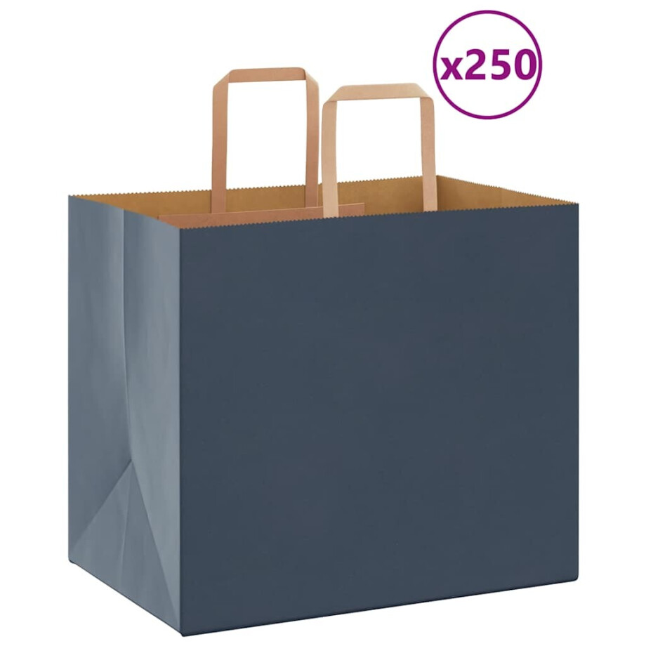 vidaXL Papieren zakken 250 st met hengsels 32x22x28 cm blauw vidaXL Papieren zakken 250 st met hengsels 32x22x28 cm blauw afbeelding 1