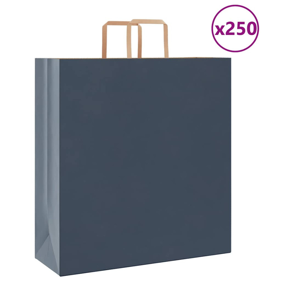 vidaXL Papieren kraftzakken 250 st met hengsels 45x17x48 cm blauw afbeelding 1