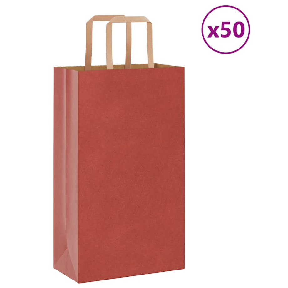 vidaXL Papieren kraftzakken 50 st met hengsels 21x11x36 cm rood afbeelding 1