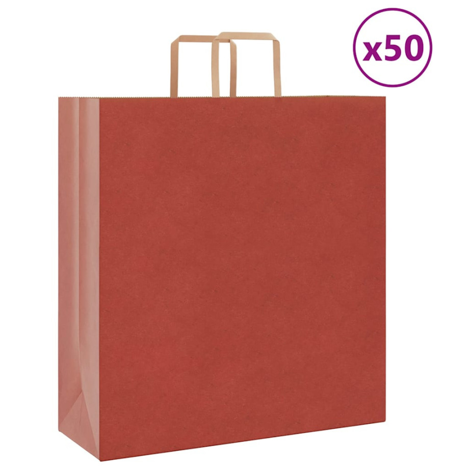 vidaXL Papieren kraftzakken 50 st met hengsels 45x17x48 cm rood afbeelding 1