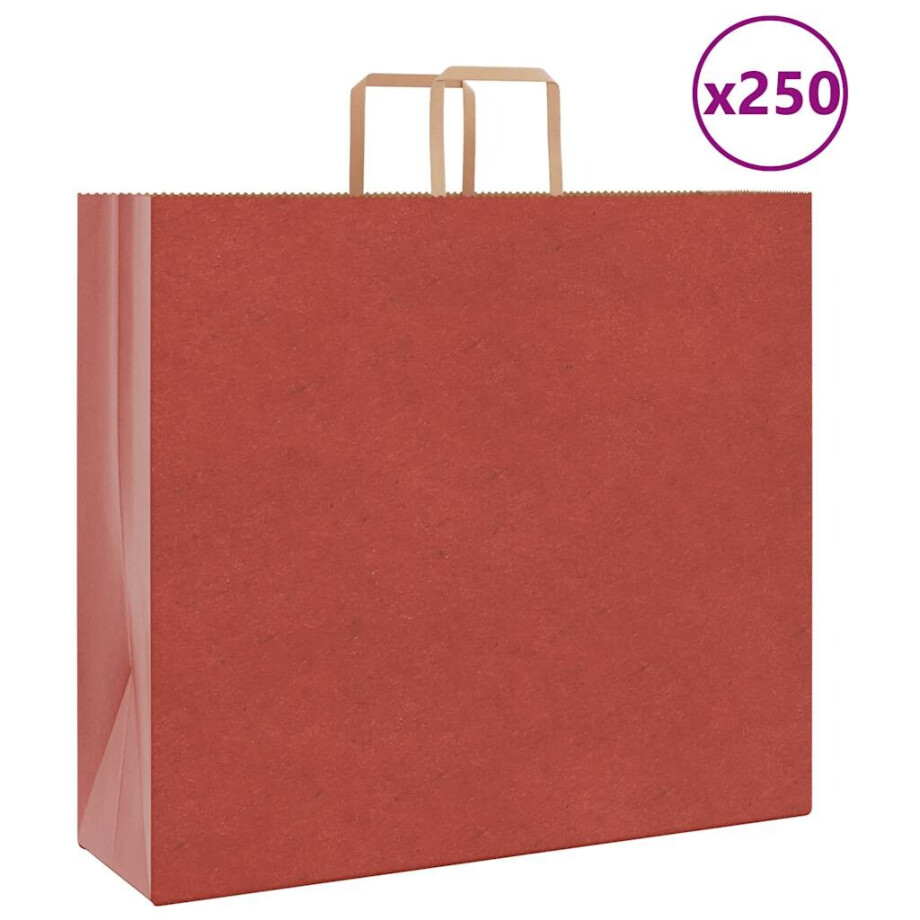 vidaXL Papieren zakken 250 st met hengsels 54x15x49 cm rood vidaXL Papieren zakken 250 st met hengsels 54x15x49 cm rood afbeelding 1
