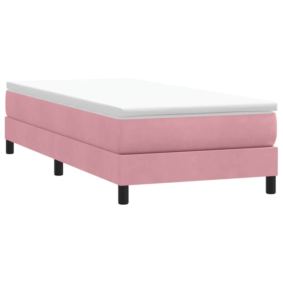 vidaXL Boxspring zonder matras fluweel roze 80x210 cm afbeelding 1