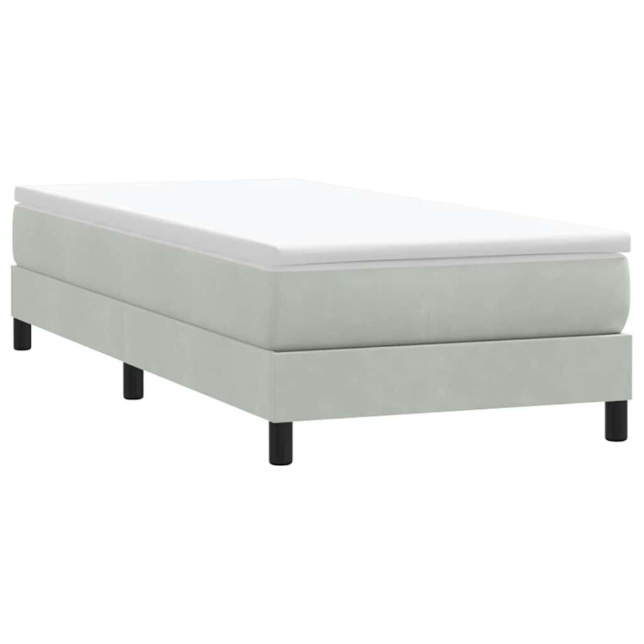 vidaXL Boxspring zonder matras fluweel lichtgrijs 100x210 cm afbeelding 1