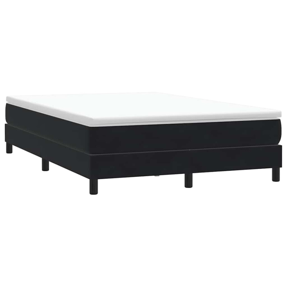 vidaXL Boxspring zonder matras fluweel zwart 140x210 cm vidaXL Boxspring zonder matras fluweel zwart 140x210 cm afbeelding 1