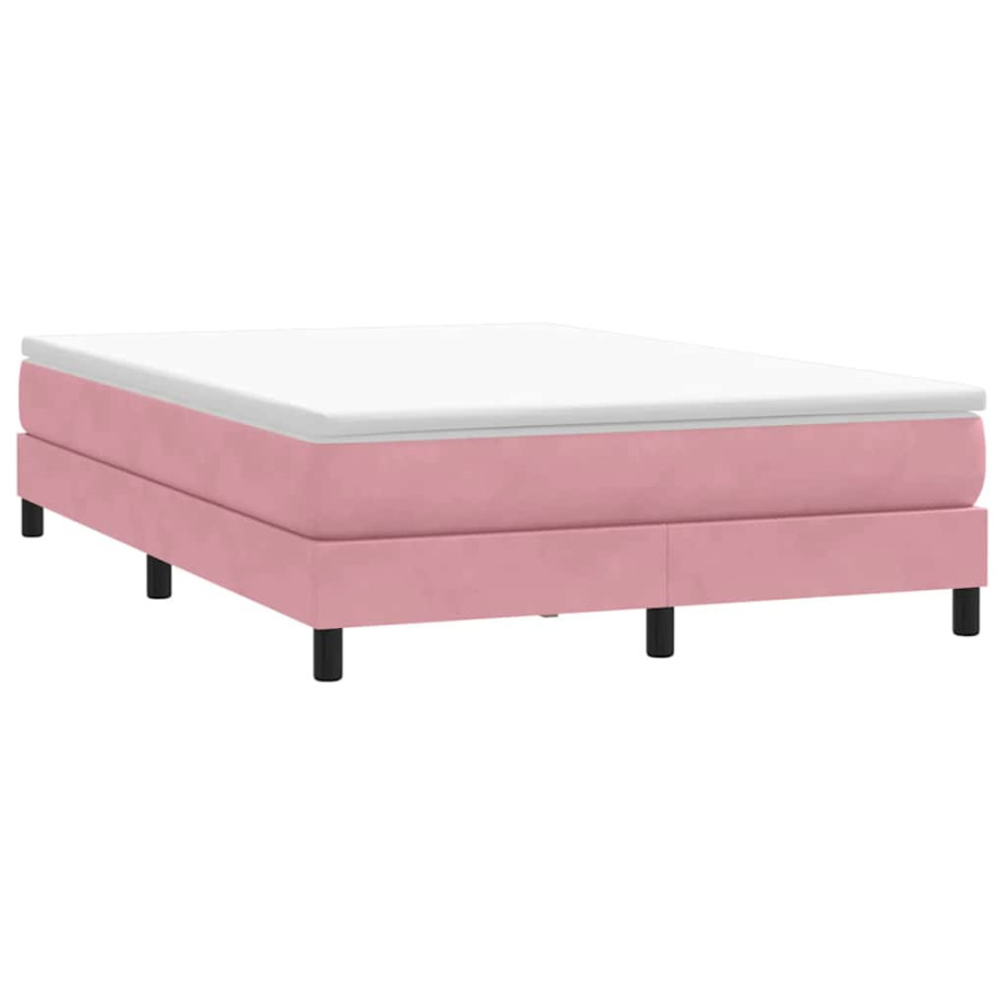 vidaXL Boxspring zonder matras fluweel roze 140x210 cm afbeelding 1