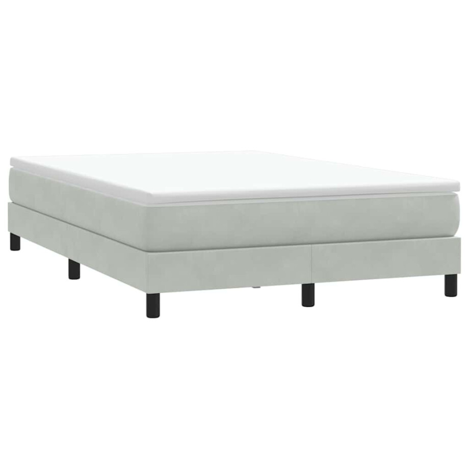 vidaXL Boxspring zonder matras fluweel lichtgrijs 160x210 cm vidaXL Boxspring zonder matras fluweel lichtgrijs 160x210 cm afbeelding 1