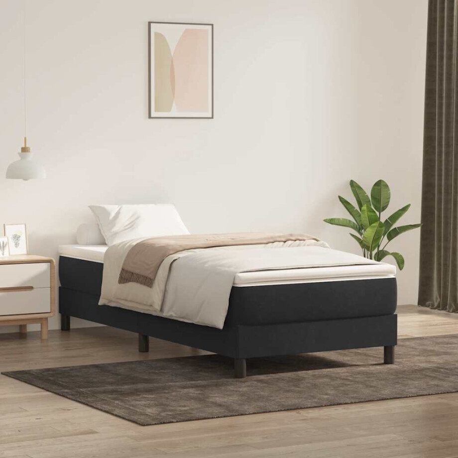 vidaXL Boxspring zonder matras fluweel zwart 90x220 cm afbeelding 1
