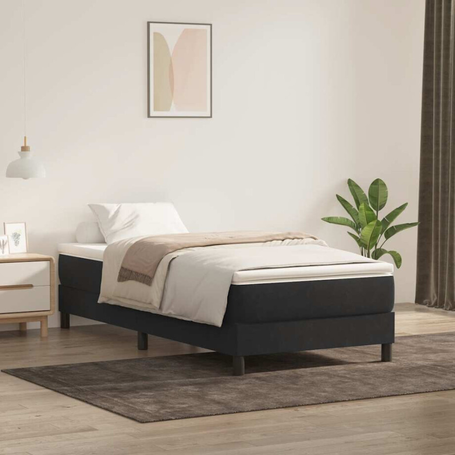 vidaXL Boxspring zonder matras fluweel zwart 100x220 cm afbeelding 1