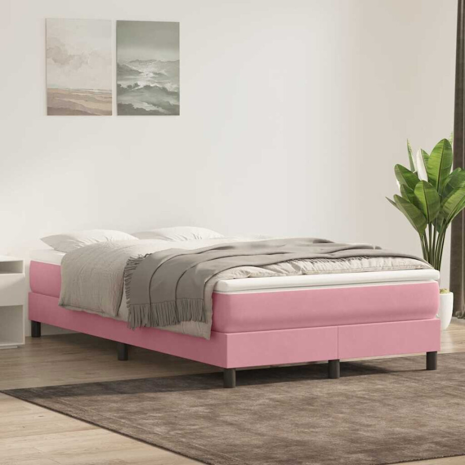 vidaXL Boxspring zonder matras fluweel roze 120x220 cm afbeelding 1