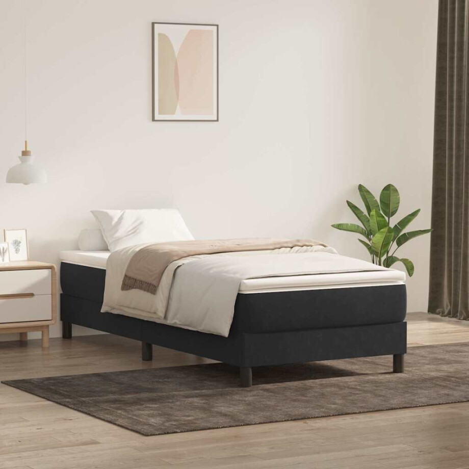vidaXL Boxspring met matras fluweel zwart 90x210 cm vidaXL Boxspring met matras fluweel zwart 90x210 cm afbeelding 1