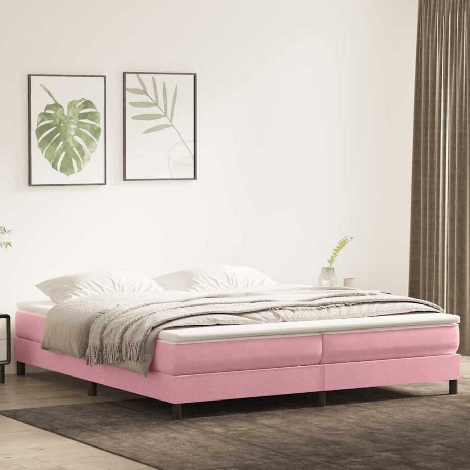 vidaXL Boxspring met matras fluweel roze 180x210 cm vidaXL Boxspring met matras fluweel roze 180x210 cm afbeelding 1