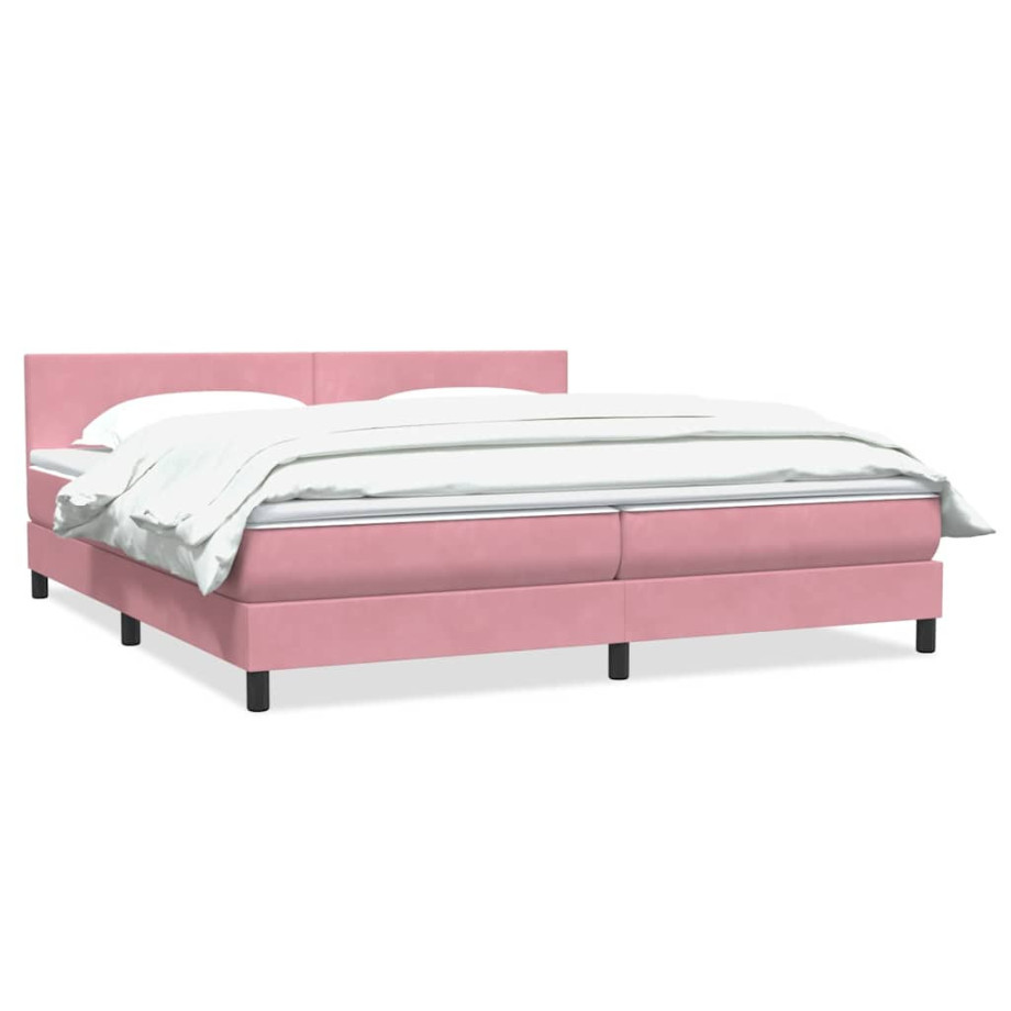 vidaXL Boxspring met matras fluweel roze 180x210 cm afbeelding 1