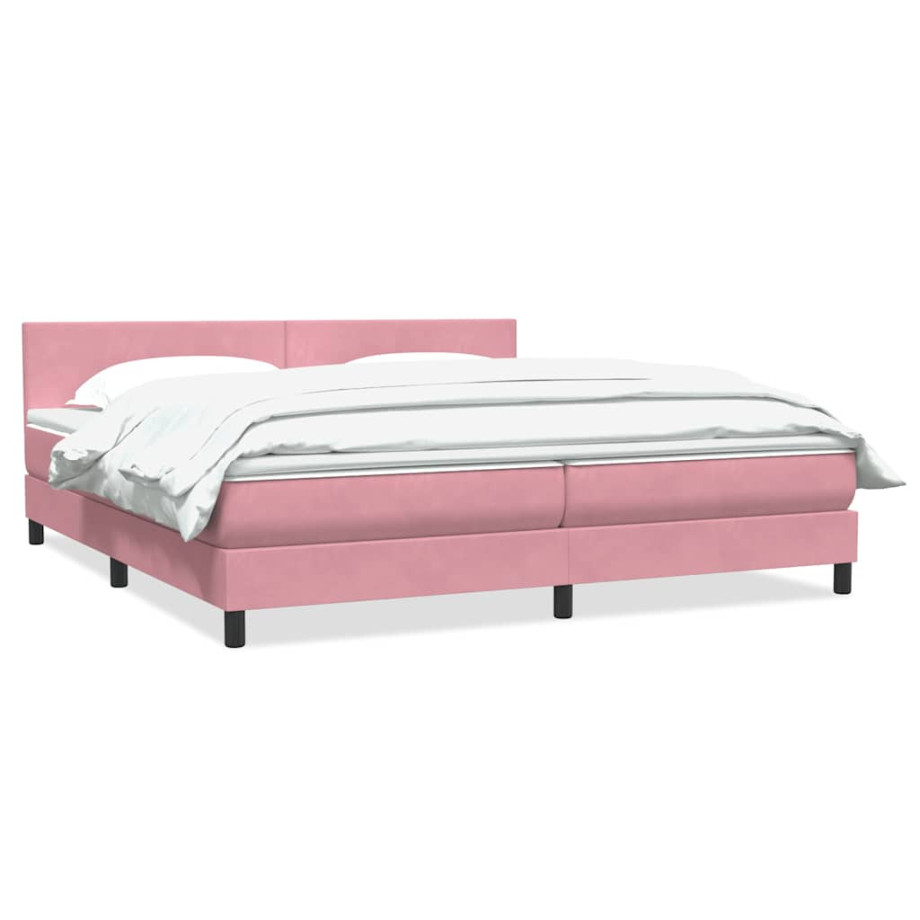 vidaXL Boxspring met matras fluweel roze 180x220 cm afbeelding 1