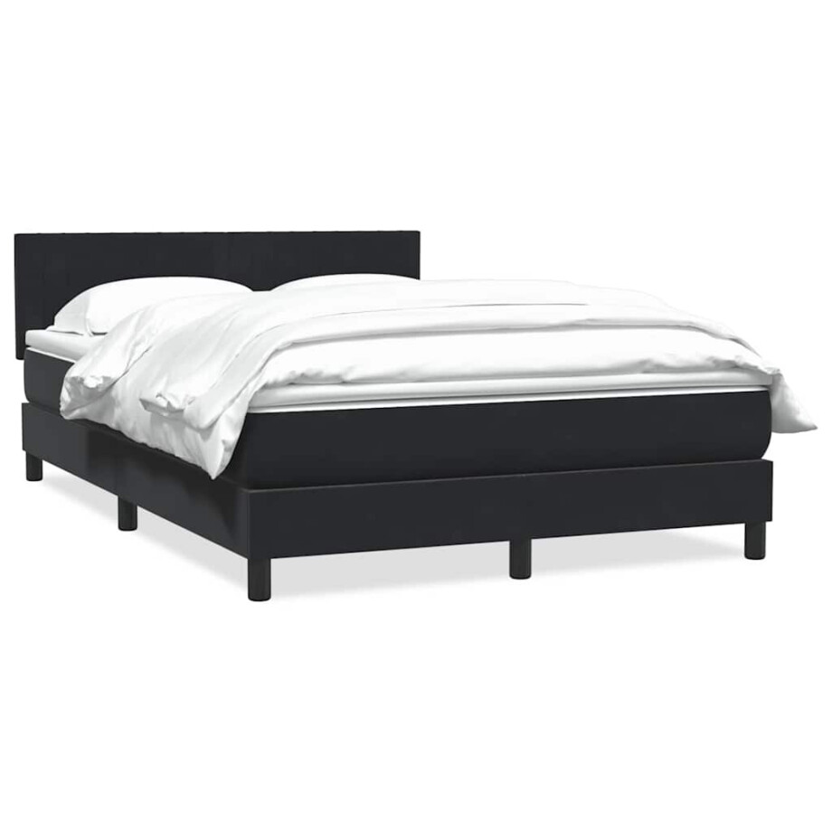 vidaXL Boxspring met matras fluweel zwart 160x210 cm vidaXL Boxspring met matras fluweel zwart 160x210 cm afbeelding 1