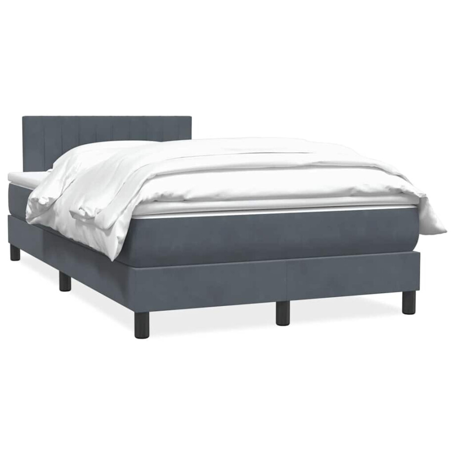 vidaXL Boxspring met matras fluweel donkergrijs 120x220 cm afbeelding 1