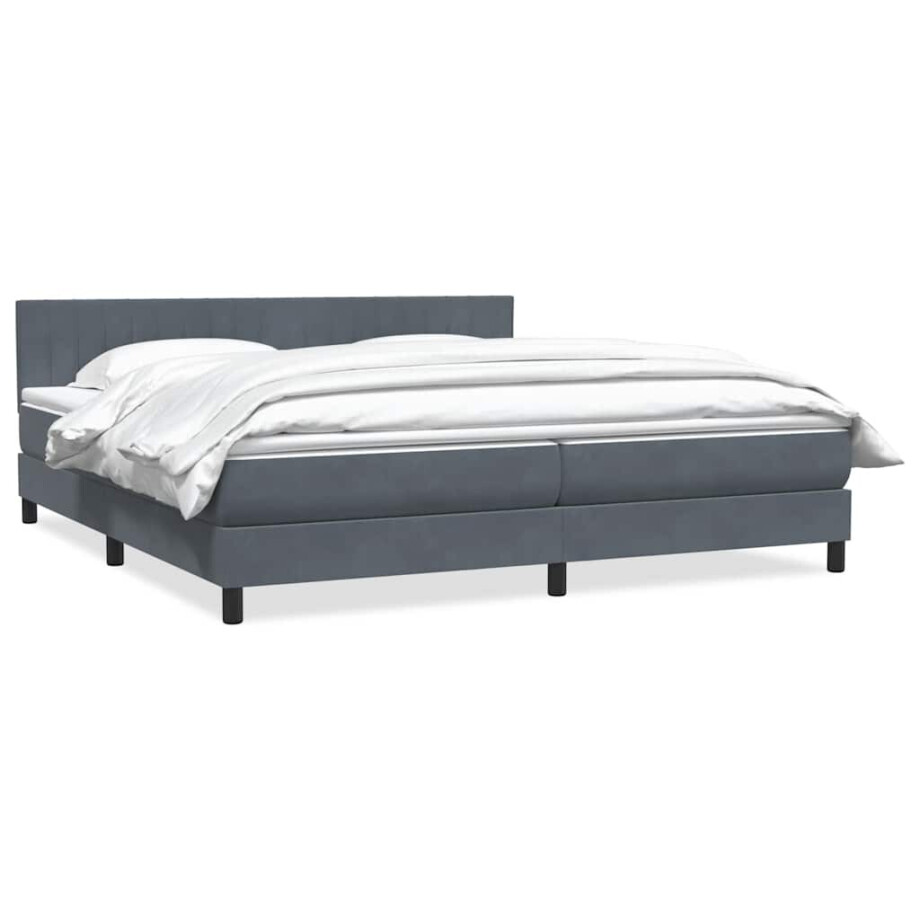 vidaXL Boxspring met matras fluweel donkergrijs 180x220 cm vidaXL Boxspring met matras fluweel donkergrijs 180x220 cm afbeelding 1