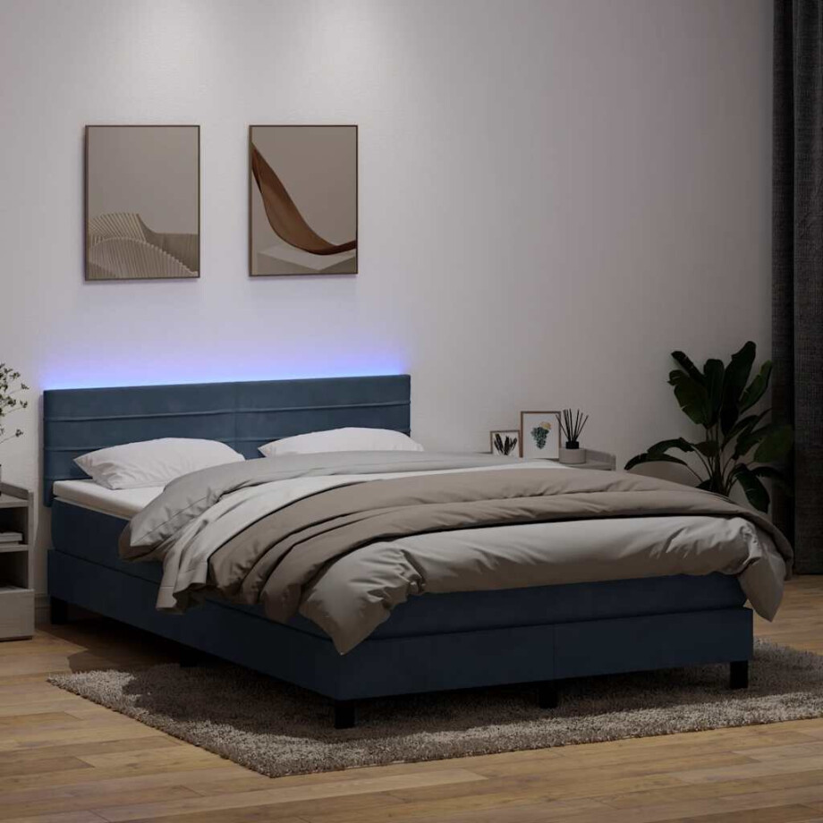 vidaXL Boxspring met matras en LED fluweel donkergrijs 160x210 cm vidaXL Boxspring met matras en LED fluweel donkergrijs 160x210 cm afbeelding 1