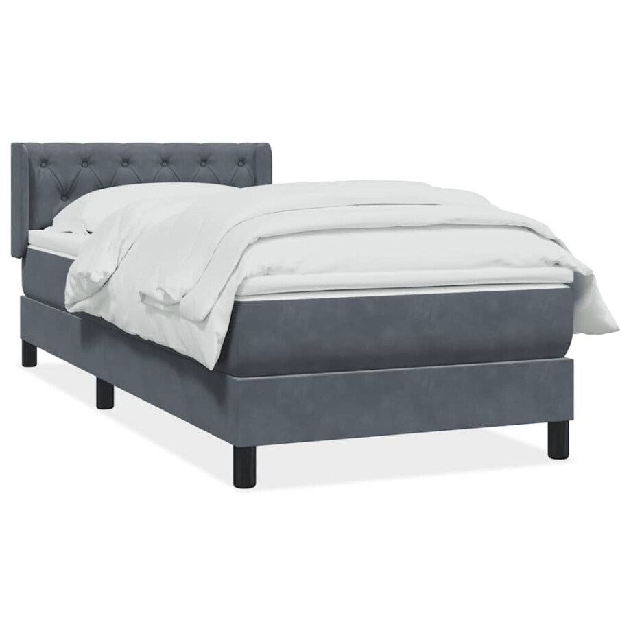 vidaXL Boxspring met matras fluweel donkergrijs 80x220 cm afbeelding 1