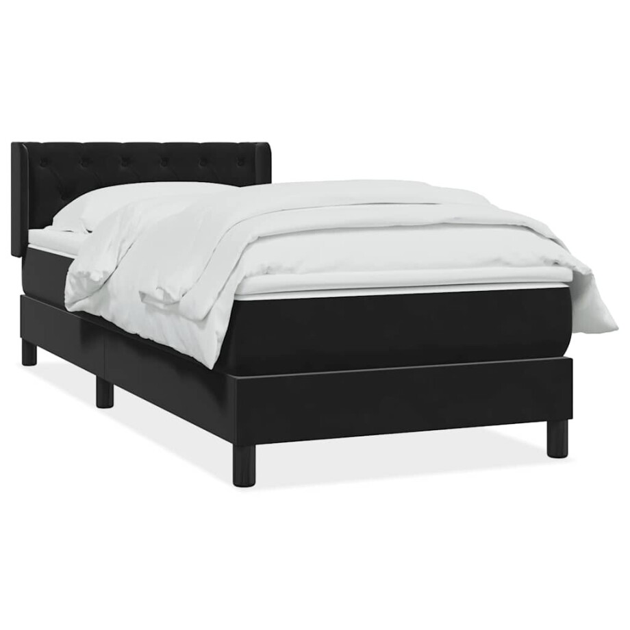 vidaXL Boxspring met matras fluweel zwart 80x220 cm afbeelding 1
