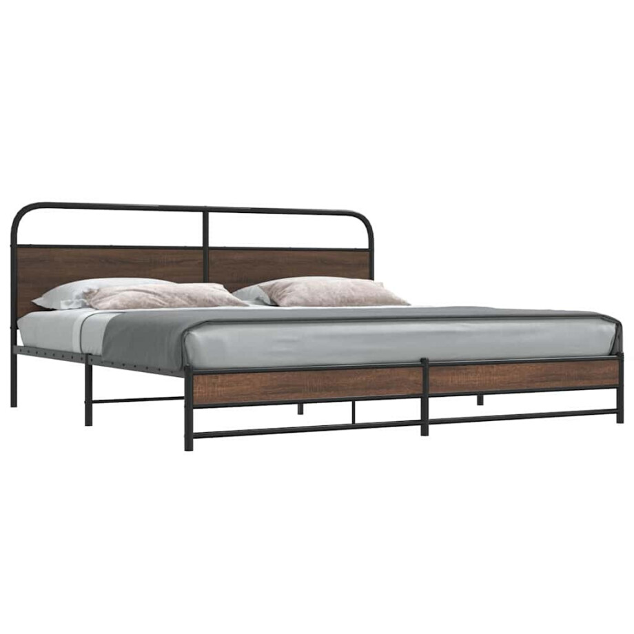 vidaXL Bedframe zonder matras metaal bruin eikenkleur 183x213 cm afbeelding 1