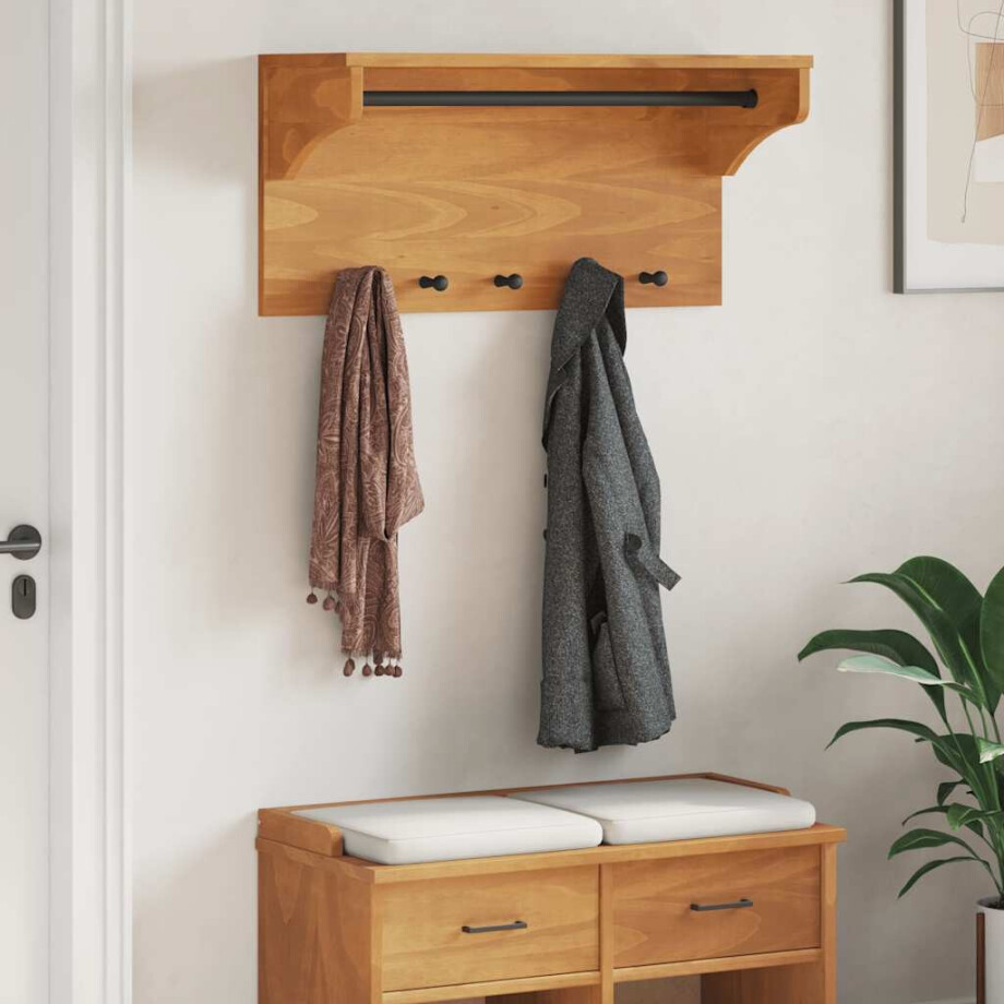 vidaXL Wandkapstok SANDNES 87x30x42 cm massief grenenhout afbeelding 1