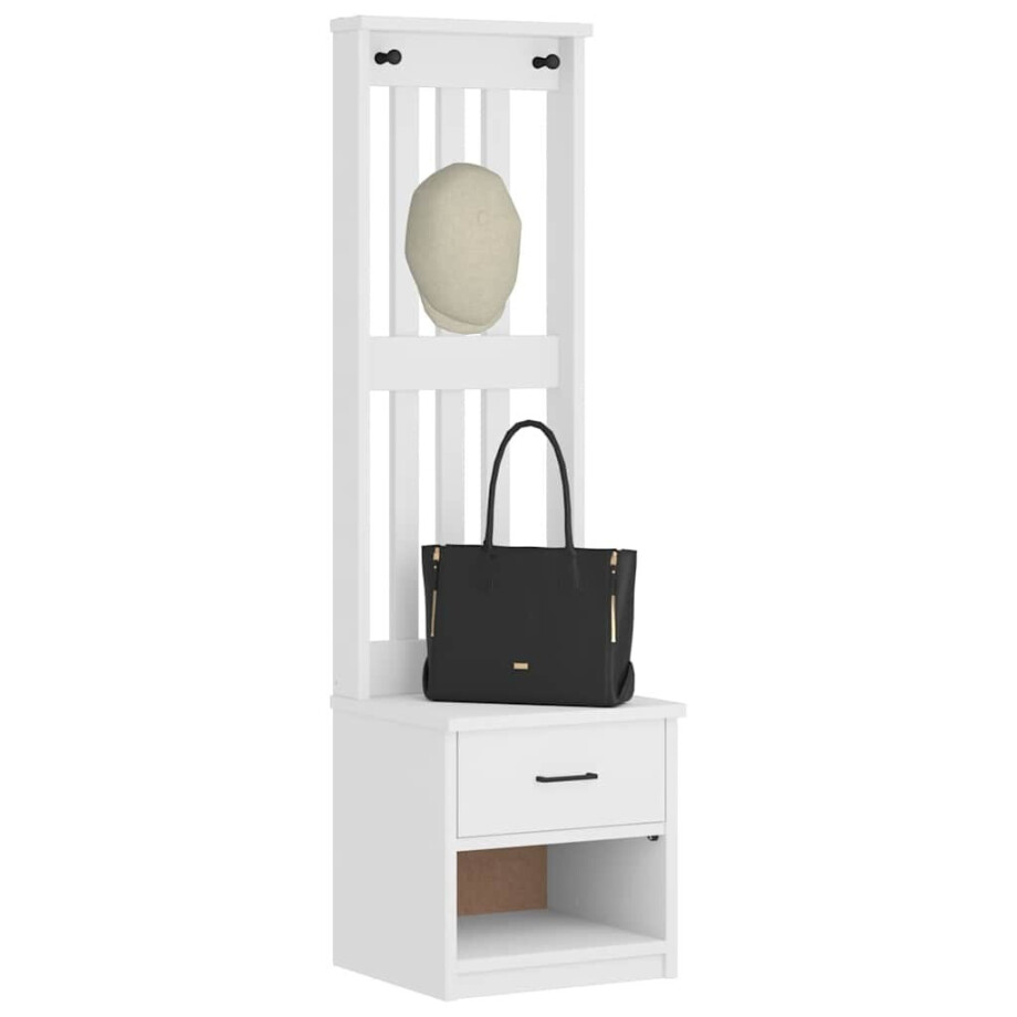 vidaXL Kapstok SANDNES wit 45x40x159,5 cm massief grenenhout afbeelding 1